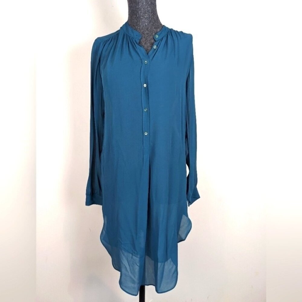 Aritzia Silk Sheer Tunic Dress Button Front - Long
